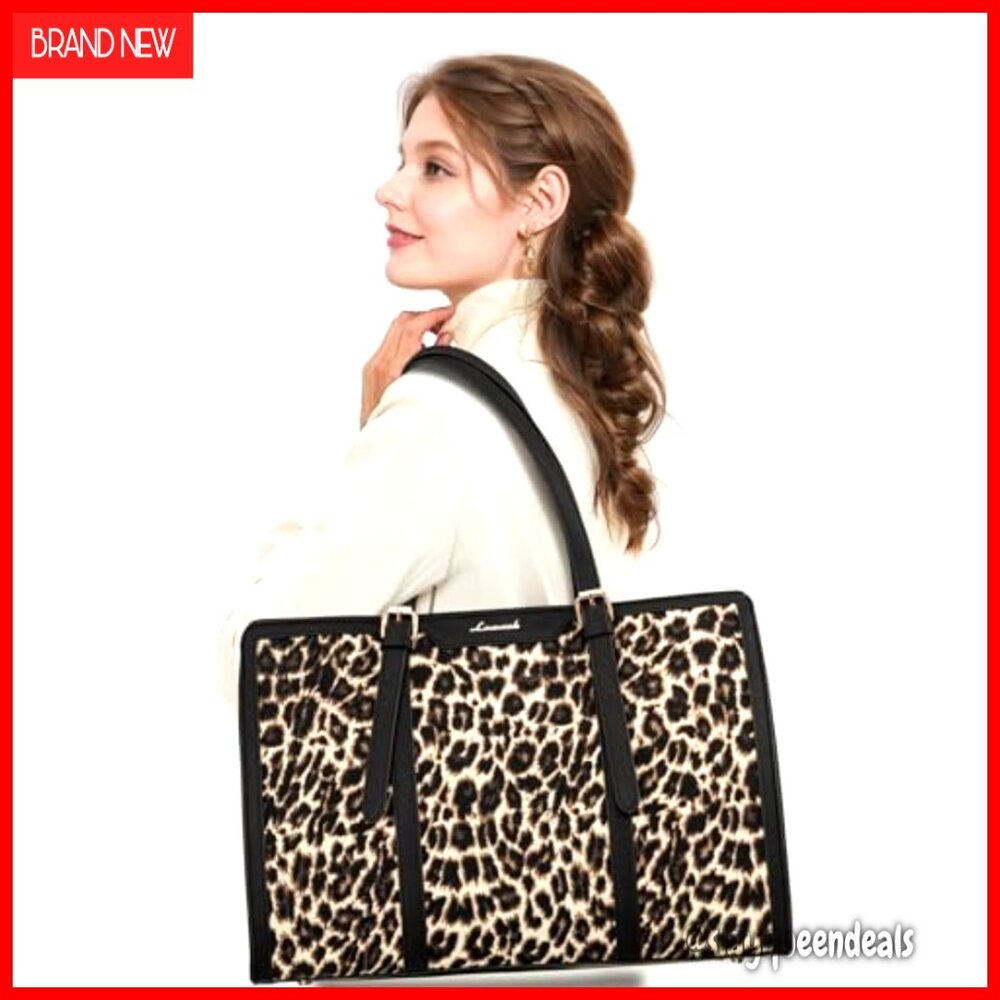 15.6 Inch Laptop Tote Bag, Lightweight Canvas with Clutch, Large Capacity Work - Picture 2 of 6